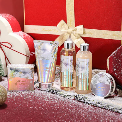 BODY & EARTH 6 tlg. Spa Geschenkset Weihnachtsgeschenke für Frauen mit Honigduft