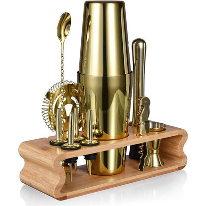 12tlg Barkeeper Kit 550ML/750ML Edelstahl Cocktail Shaker Set Gold