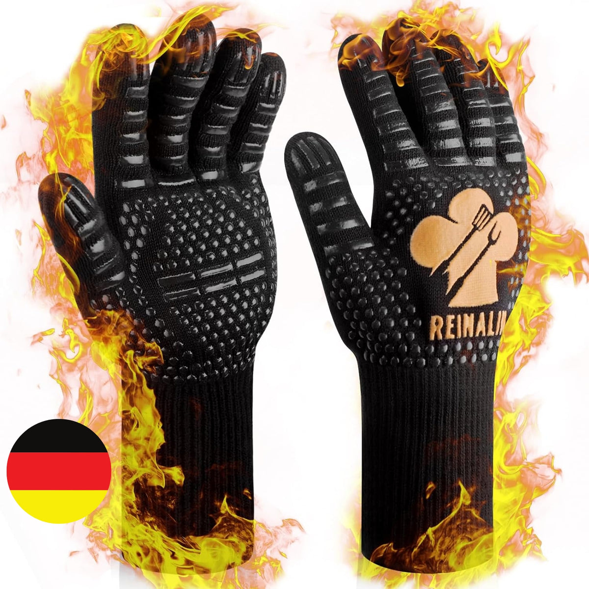 Grillhandschuhe Hitzebeständig 800°C L/XL/XXL Grill Zubehör