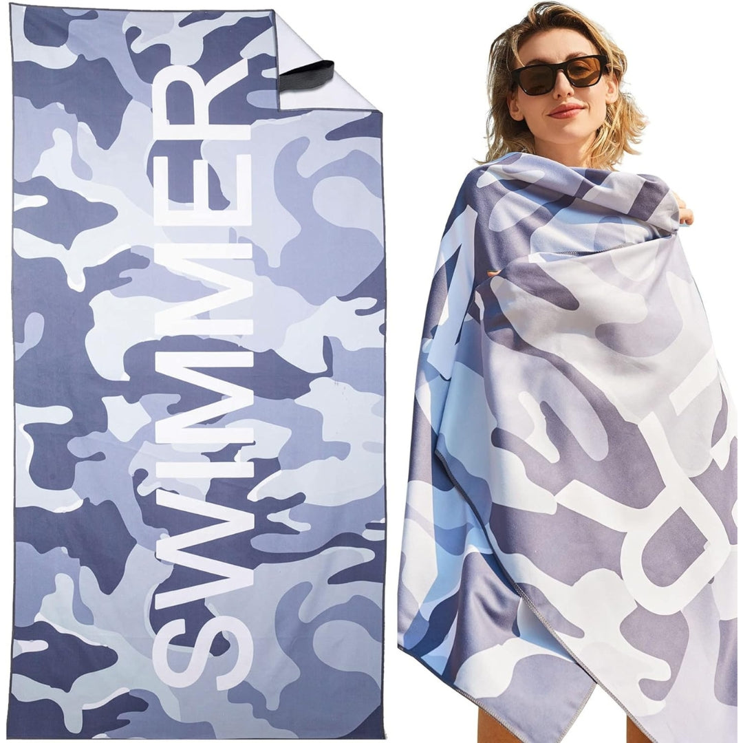 Großes Strandtuch Mikrofaser Camouflage 180x90 Schnelltrocknend Sandabweisend