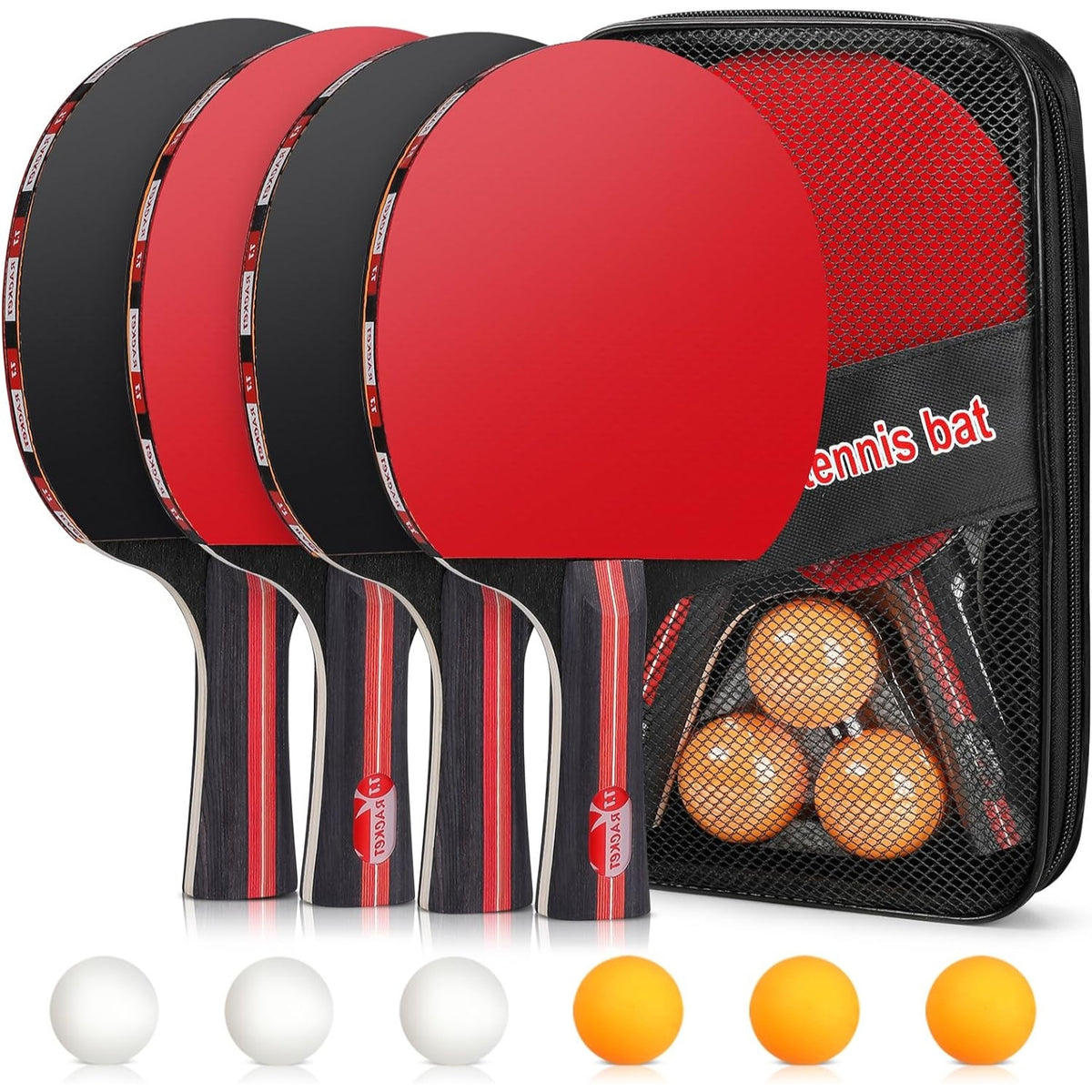 Tischtennisschläger Set Tischtennis Set 4 Schläger 6 Bälle
