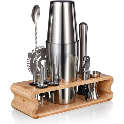 12tlg Barkeeper Kit 550ML/750ML Edelstahl Cocktail Shaker Set Silber Geschenk