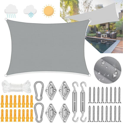 Premium Sonnensegel 3x4m Rechteckig Wasserdicht Segeltuch