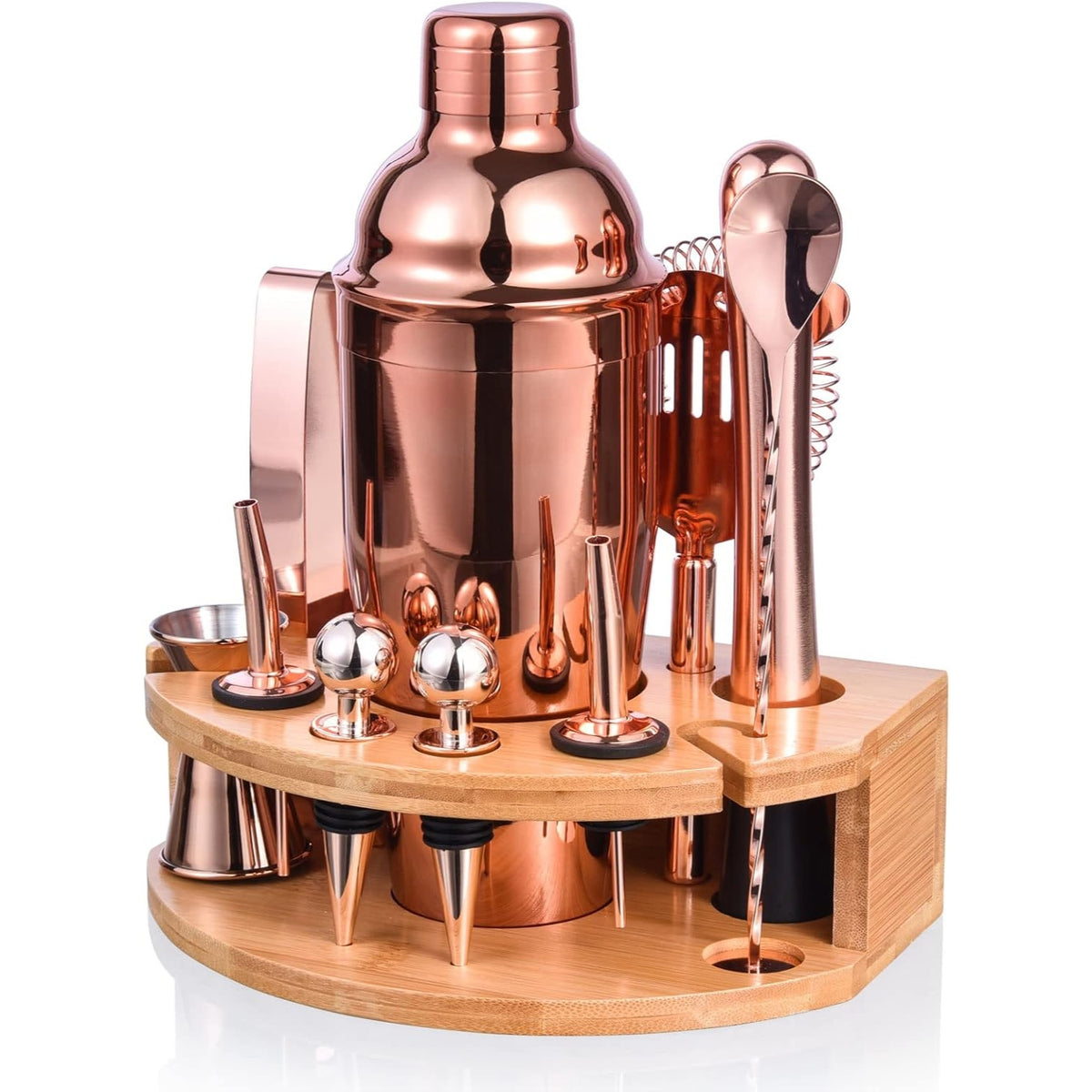 12tlg Edelstahl Cocktail Kit 750ML RoséGold Barwerkzeug mit Cocktail Rezeptbuch