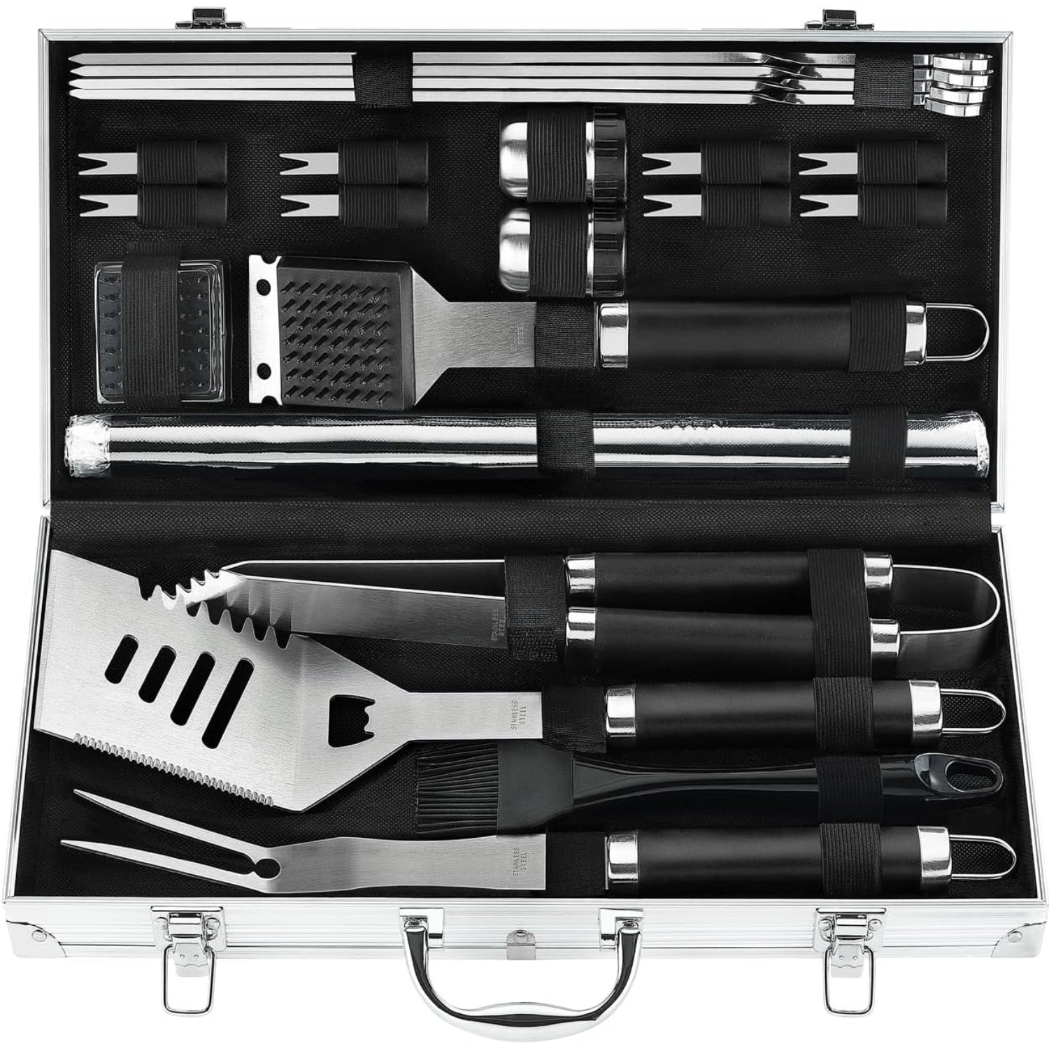 Grillbesteck Set 21 Teilig im Koffer Geschenke für Männer