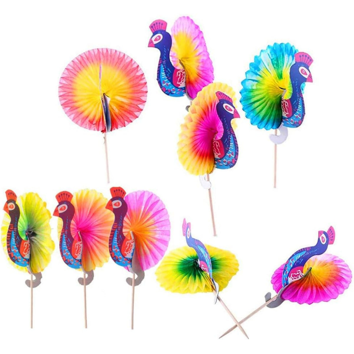 Party Zubehör Cocktail Deko Sticks 100 Stück Papier Pfau