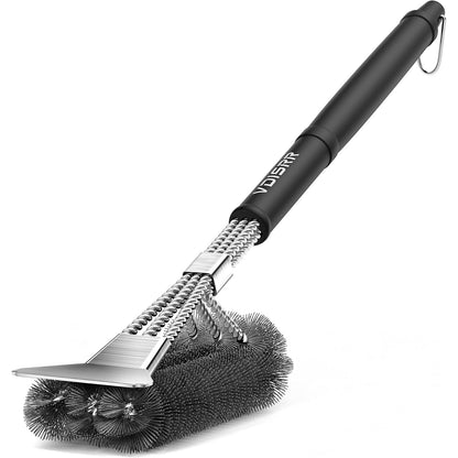Grillbürste mit Schaber Edelstahl Langer Griff Grill Zubehör