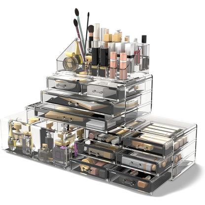 Transparent XXL Kosmetik Organizer 4 Lagen Schminkbox Stilvoll Groß