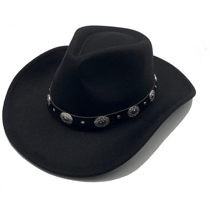 Herren Cowboy Hut Fedora Sonnenhut Lederband Schwarz