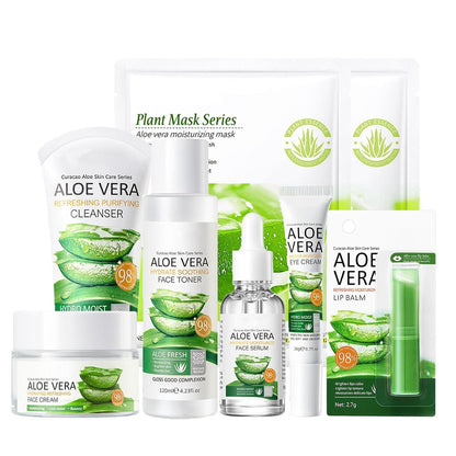 Geschenkset Frauen Aloe Vera 8-tlg Gesichtspflege Set für sanfte Hautpflege