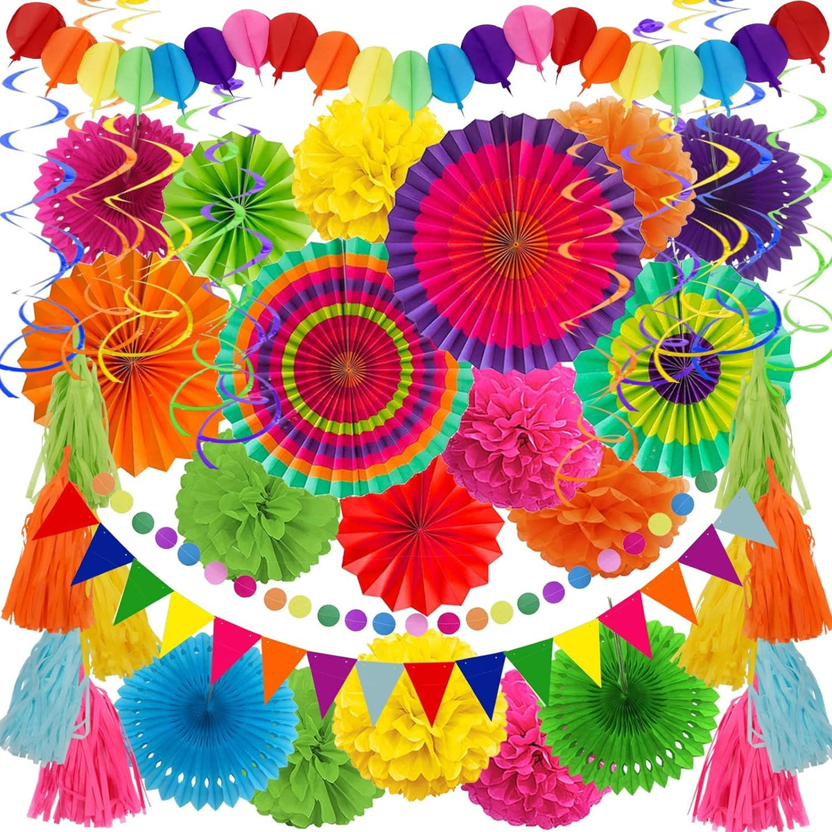 Mexikanische Party Deko 41 Stück Mehrfarbig Papier Girlande