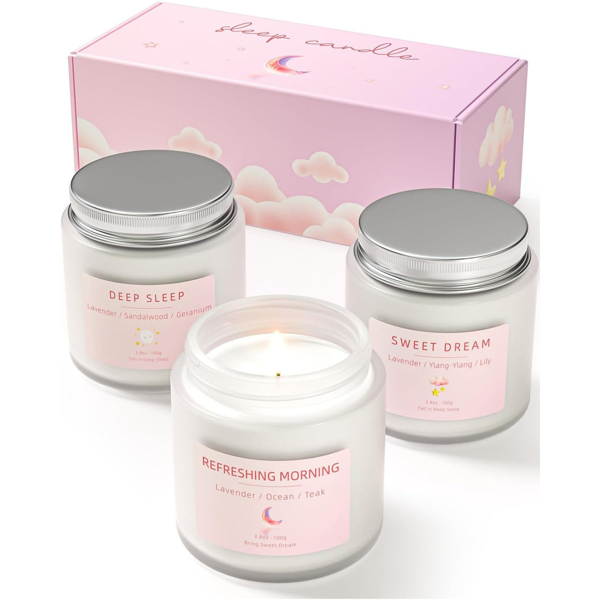 Schlafkerzen 3 Stk Geschenke für Frauen Duftkerzen im Glas