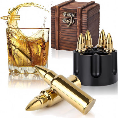 Whiskeyset Geschenke für Männer Whisky Steine 6er Edelstahl in Holzbox