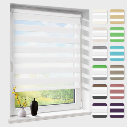 Doppelrollo Klemmfix ohne Bohren ür Fenster weiß 45x150cm
