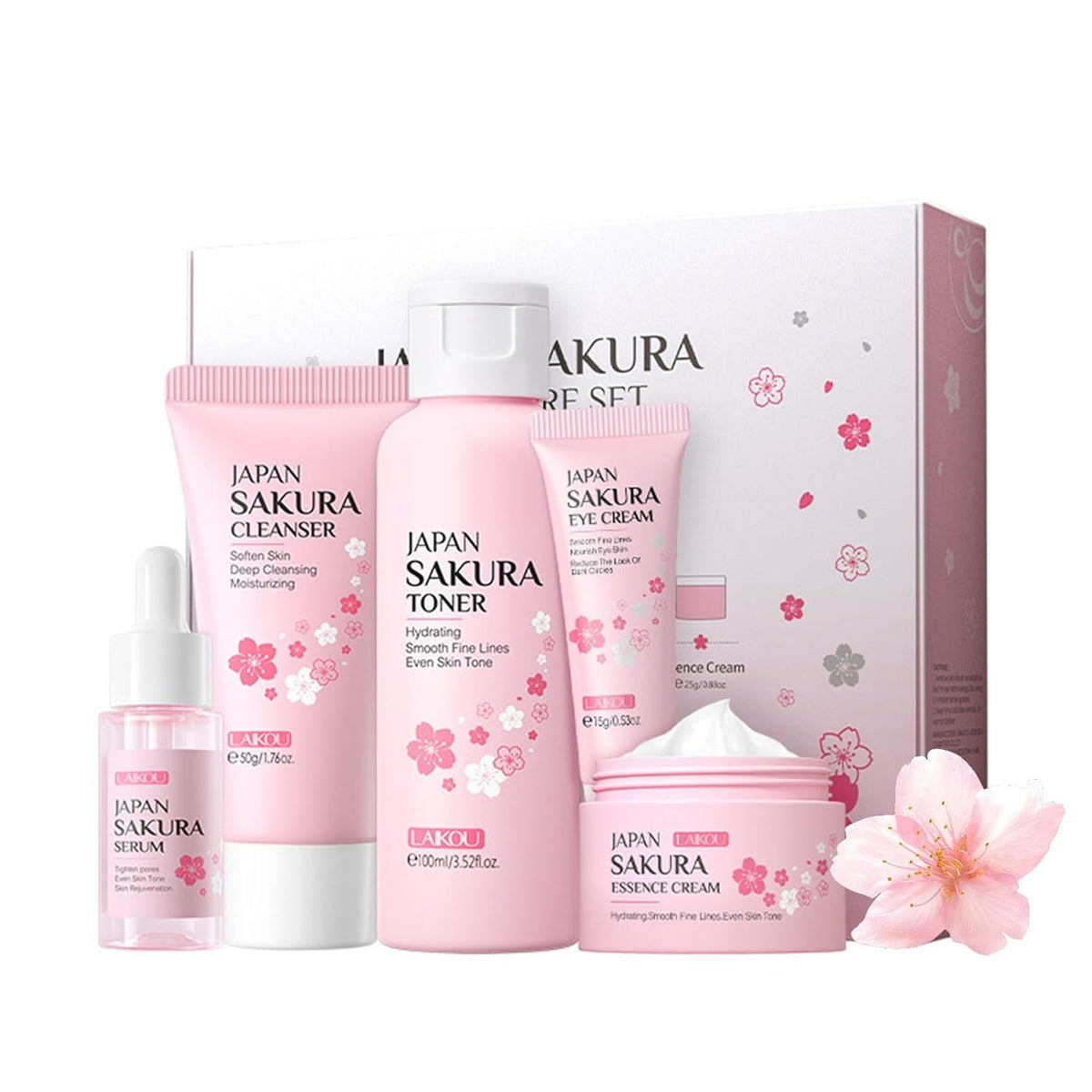 5tlg Sakura Hautpflege Set korean skincare Geschenke für Frauen Anti Aging