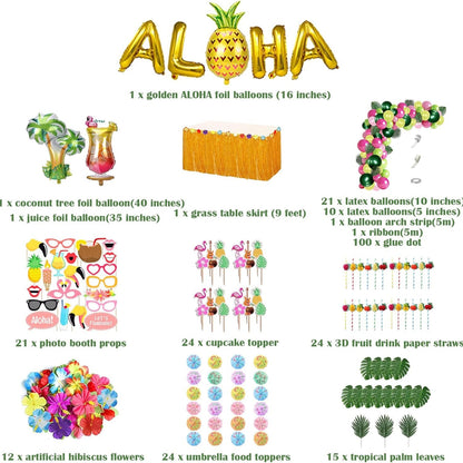 162PCS Hawaii Deko Party Dekoration Set Ballons ALOHA party
