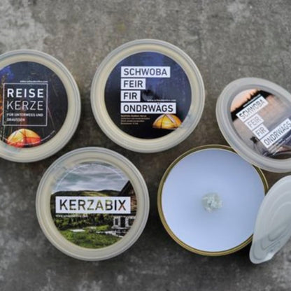 Schwabenfire Outdoorkerze in der Dose KERZABIX mit spezial Docht Campingkerze Outdoor kerze Kerzendeko geburtstagsgeschenk Handgemacht