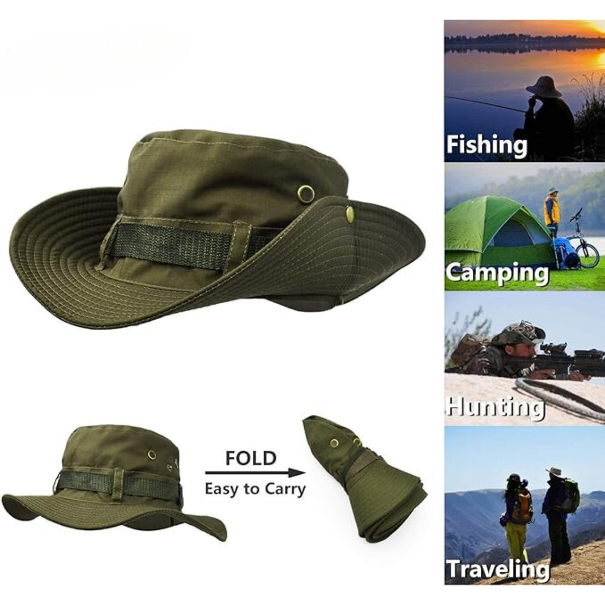 Sonnenhut Herren Grün Hut Herren Breitekrempe Dopelschichtig