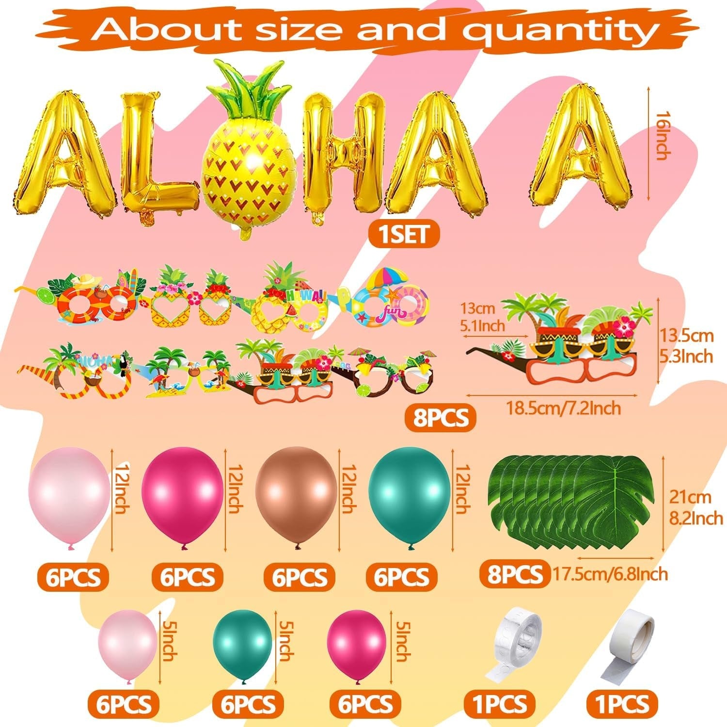 Hawaii Deko Party Aloha Deko 170 Stück Tischröcke Ballons