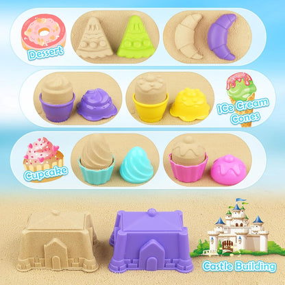 Kinder Sandspielzeug 49tlg mit Eisformen Eimer Schaufeln Strandspiel Netzbeutel