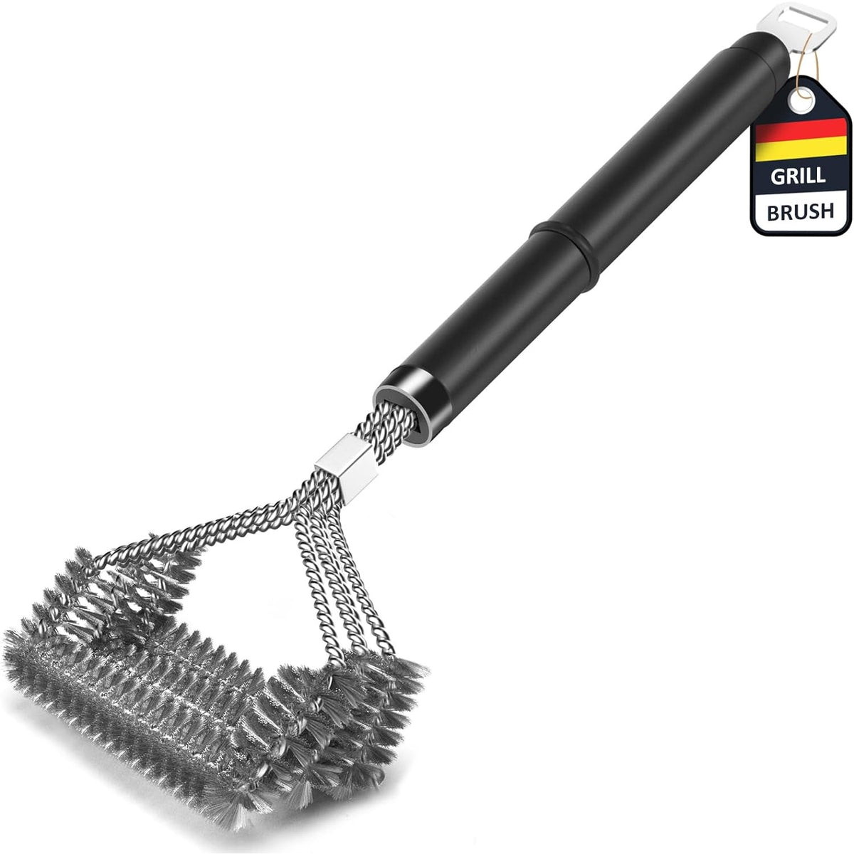 Premium Grillbürste langer Stiel Flaschenöffner grillzubehör