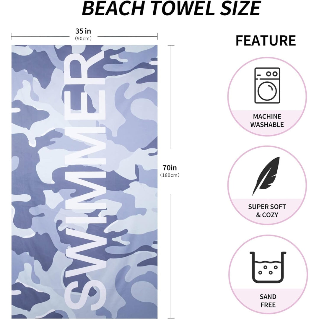 Strandtuch Mikrofaser Camouflage Grau 180x90 Sandabweisend Leicht