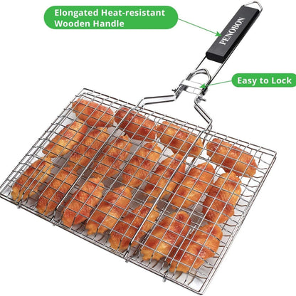 Fisch Grillkorb Edelstahl Faltbar Tragbar Grillzubehör