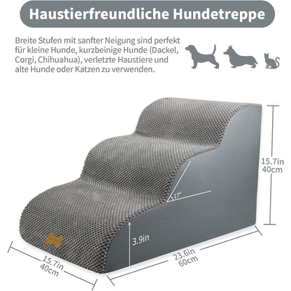 Hundetreppe für Kleine Hunde 3-Stufig Haustiertreppe Sofa