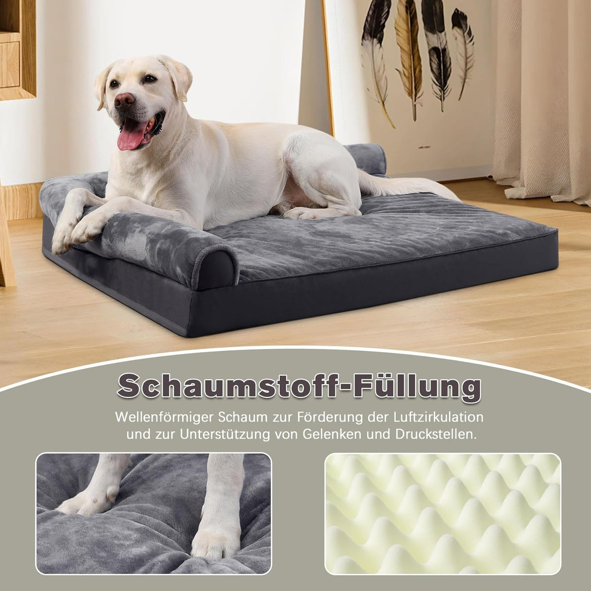 Hundebett Grosse Hunde Orthopädisches Hundekissen grau