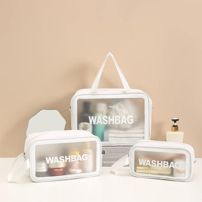 Transparent Kosmetiktasche 3 Stück Wasserdicht Reise Kulturbeutel Set Weiß