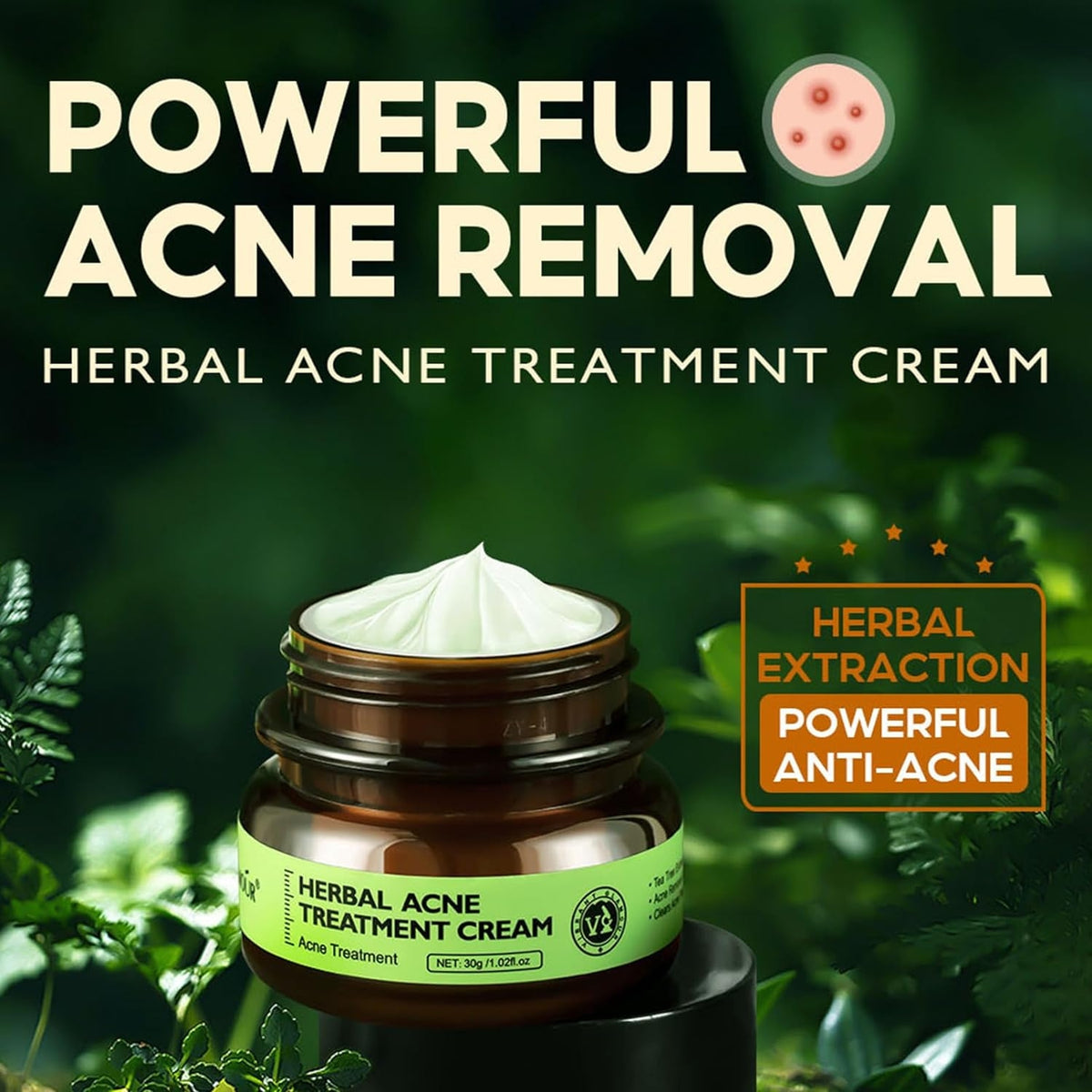 Herbal Anti-Akne Gesichtspflege Set Serum Creme gegen Pickel Narben Unisex