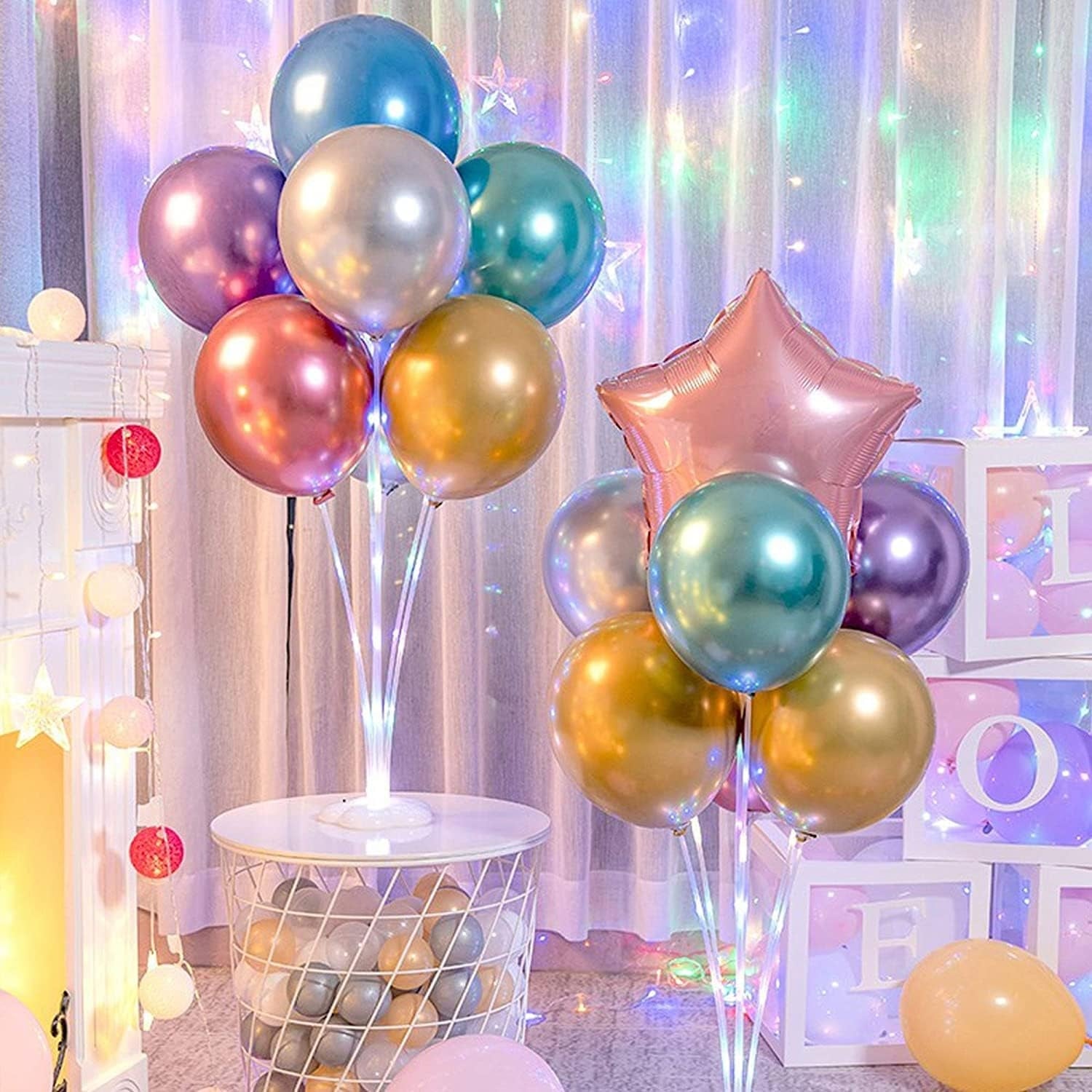 Ballonständer LED 4 Stück Luftballons Halter Party Deko Geburtstag Hochzeit