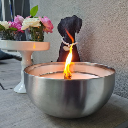 Schwabenfire Outdoorkerze mit Dauerdocht in Metallschale kerzendeko Gartenkerze Geschenke für Frauen große Outdoor Kerzen wiederverwendbar
