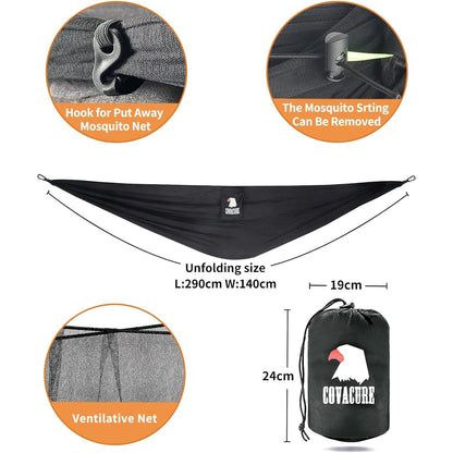 Hängematte Outdoor mit Moskitonetz 350kg 2 Personen Schwarz