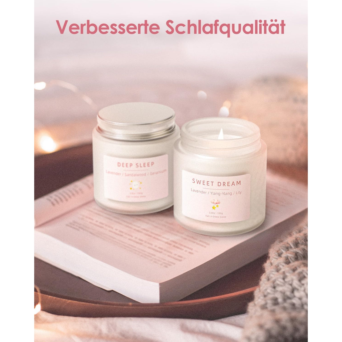 Schlafkerzen 3 Stk Geschenke für Frauen Duftkerzen im Glas