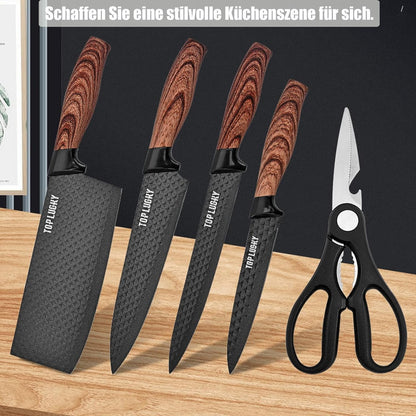 Premium Messerblock mit Messer Holzgriff Messer Set 6 tlg