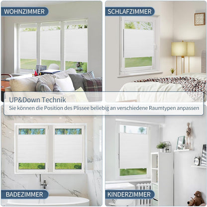 Plissee ohne Bohren Verdunkelung Thermo Wabenplissee 90x220