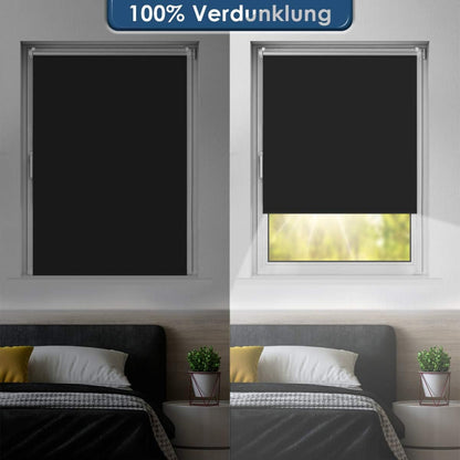 Verdunklungsrollo ohne Bohren Klemmfix Schwarz 40x150cm
