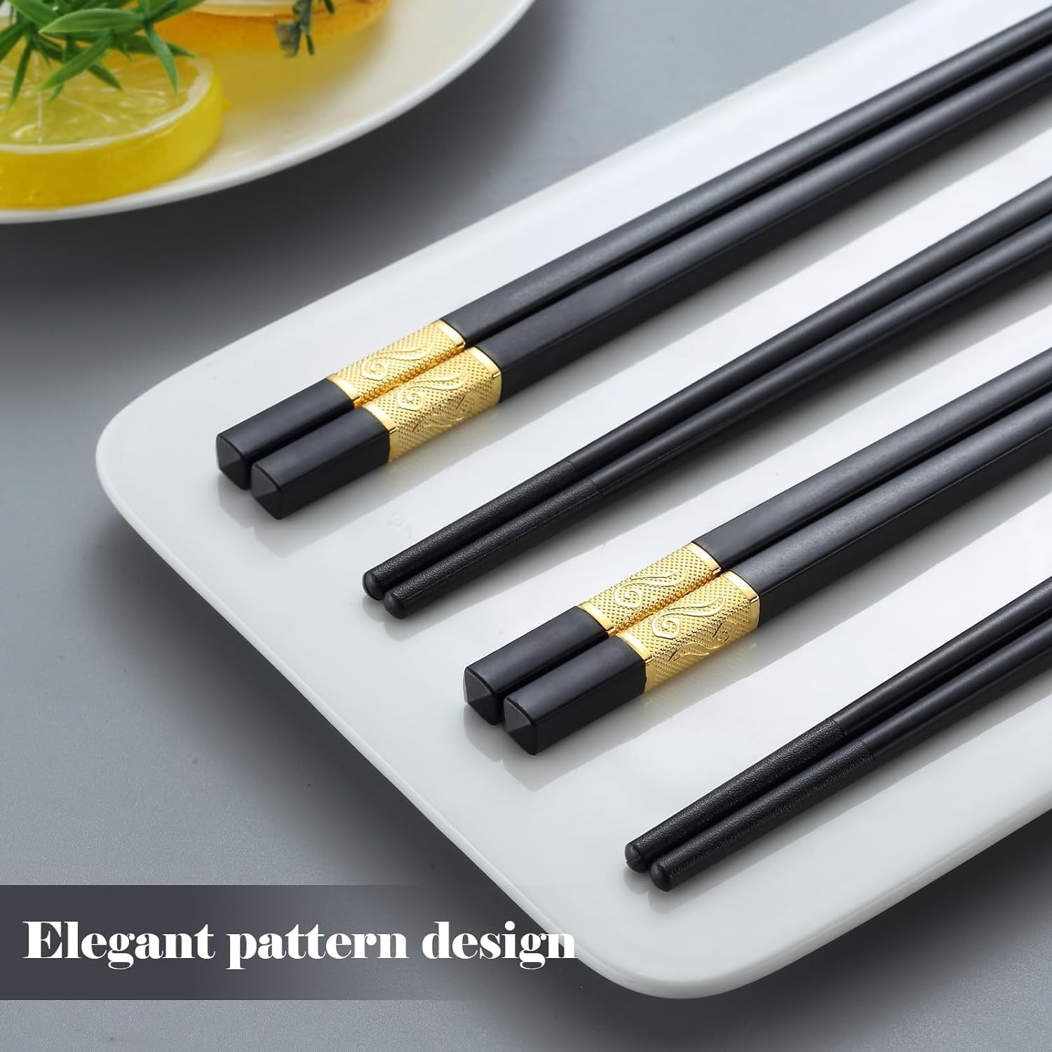 Wiederverwendbare Essstäbchen 10 Paare RuYi Schwarz