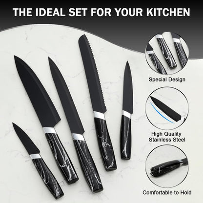 Günstiges Messerset Schwarz Edelstahl 5PCS Kochmesserset