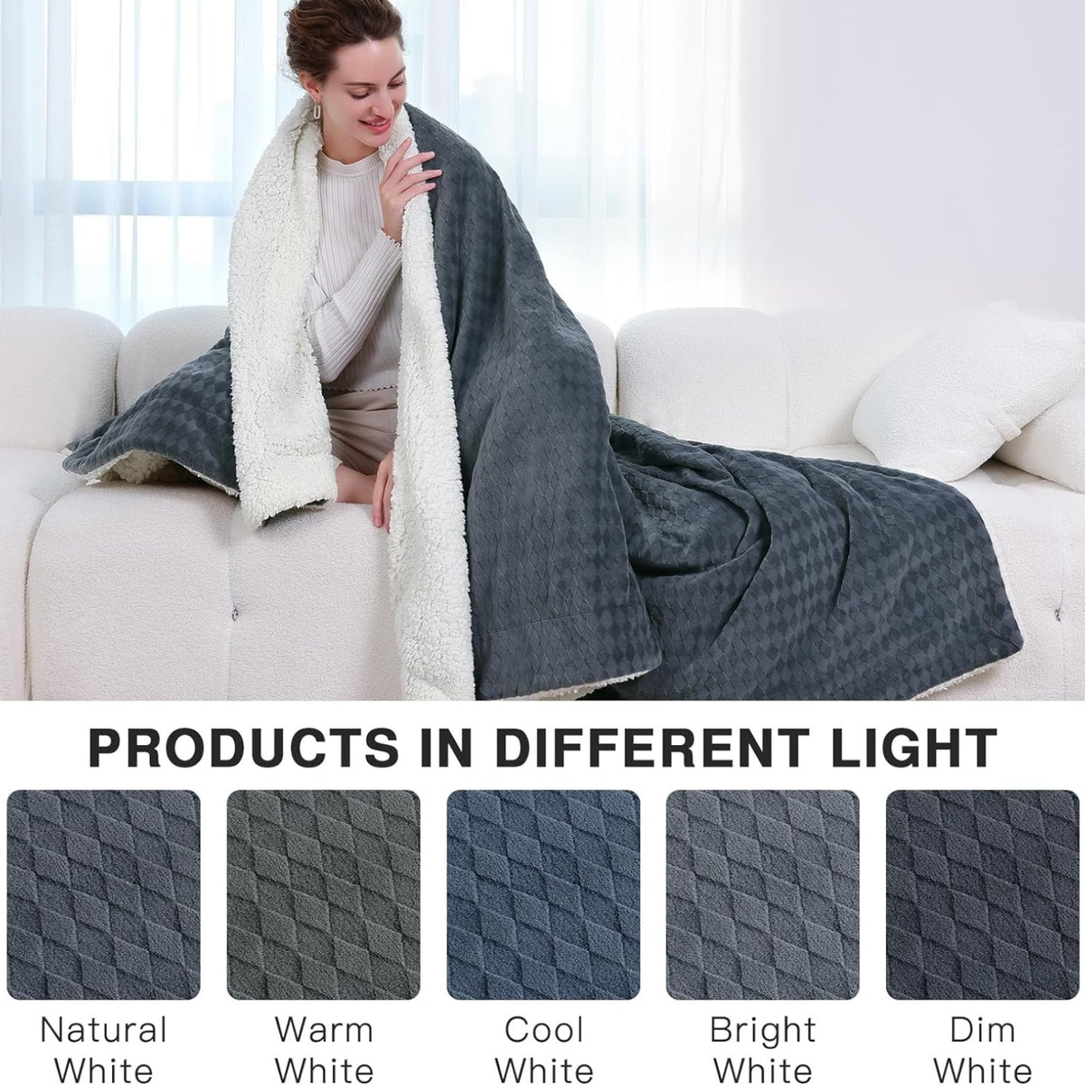 Flauschige Decke 200x230cm Kuscheldecke Sherpa Wohndecke