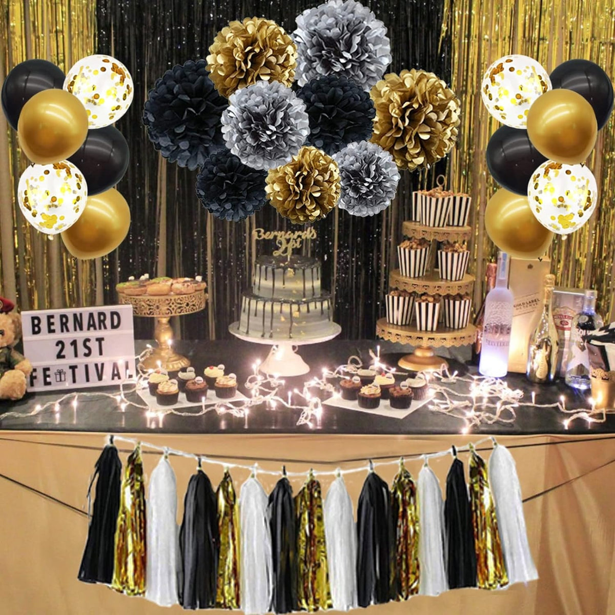 Ballons Gold Schwarz Party Dekoration Set 57 Stück DIY