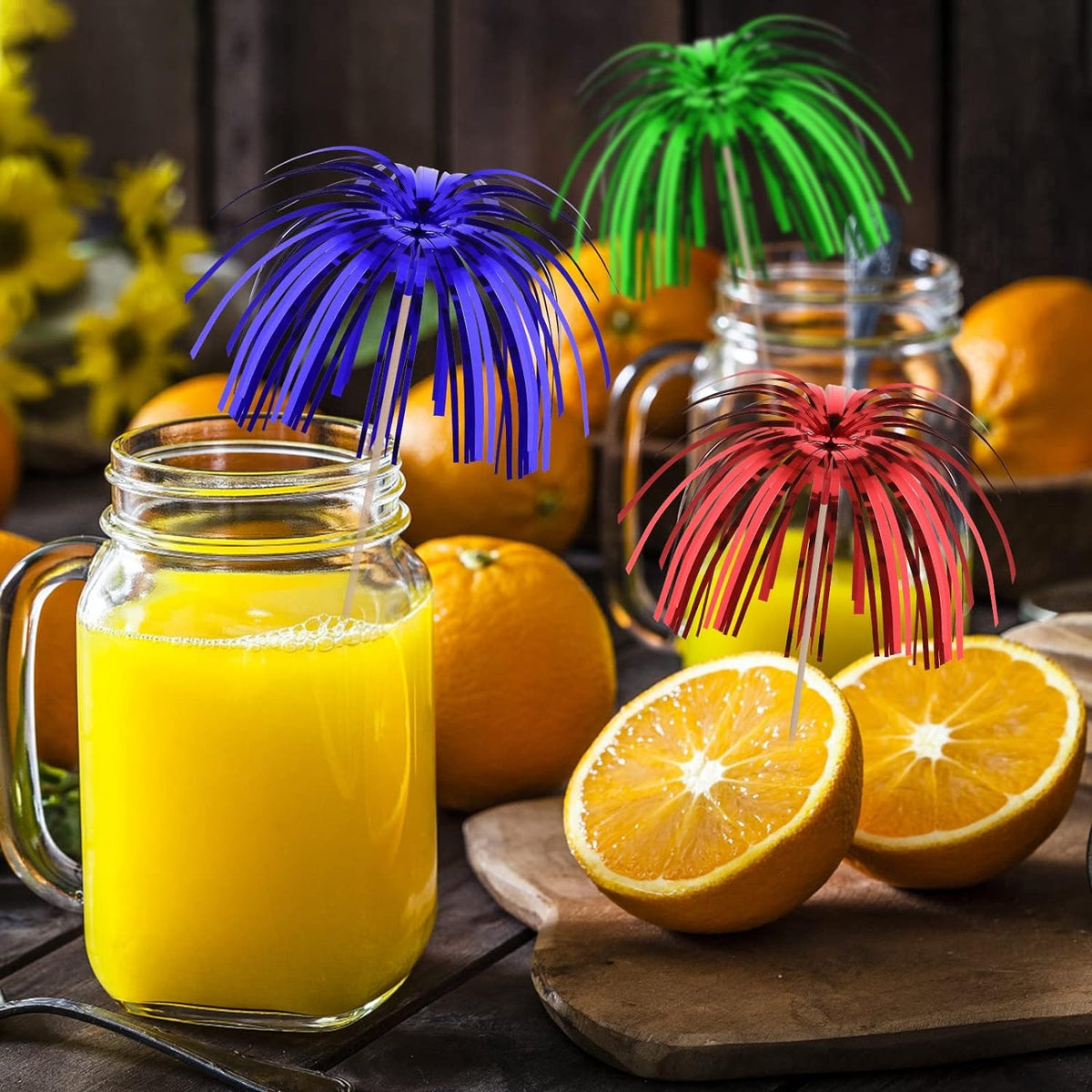 50 Stück Cocktailspieße Cocktailschirmchen Bunte Deko Drink