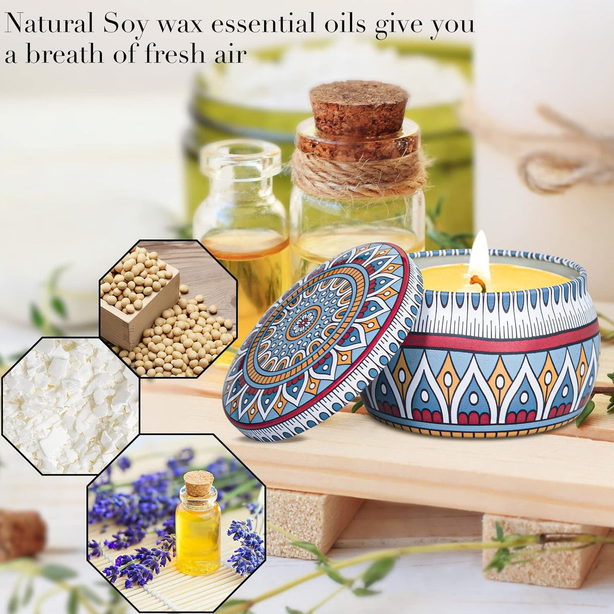 Duftkerze Geschenk 4 Stück Natürliches Sojawachs Kerzen für Partylite Yoga Aromatherapie Massage Stress Abzubauen Weihnachten Geschenke für Frauen