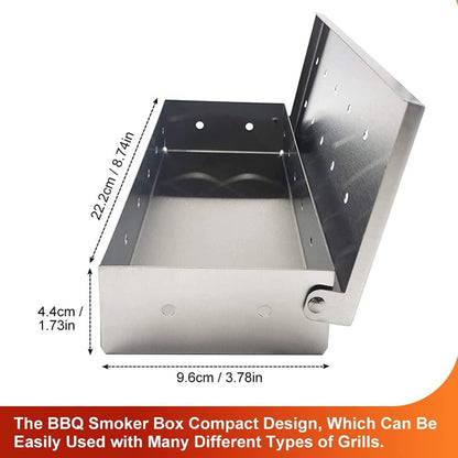 Räucherbox Edelstahl für Gasgrill und Holzkohlegrill Smokerbox Grillzubehör für Feinste Raucharomen ohne BBQ Räucherchips Silber