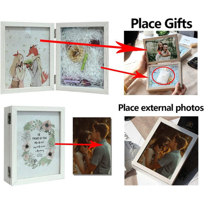 3D Bilderrahmen Getrocknete Blumen 18x28CM Holz Tief Shadowbox Weiß