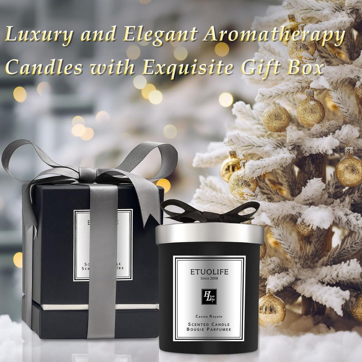 Premium Duftkerze im Glas Luxus Duftkerzen Sojawachs 68 Stunden Brenndauer Geschenke für Frauen Männer Entspannung Bad Wohnkultur Weihnachtskerze