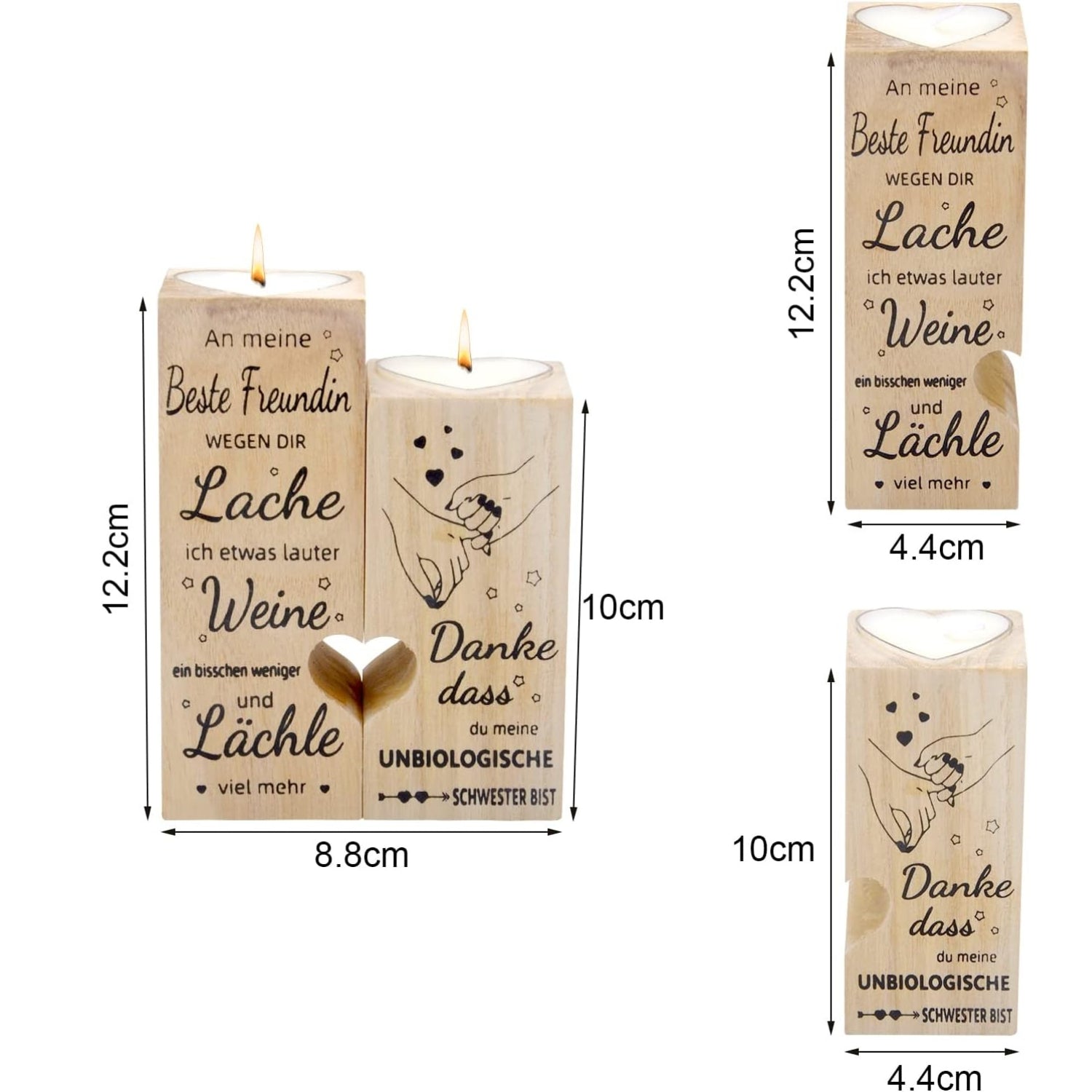 Beste freundin geschenke Kerzenständer Herzförmig Holz Gravur Geburtstag Frauen