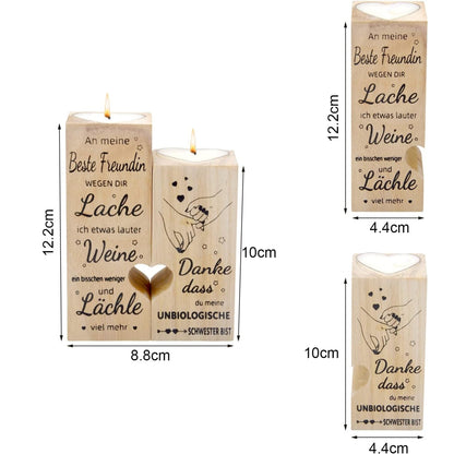 Beste freundin geschenke Kerzenständer Herzförmig Holz Gravur Geburtstag Frauen