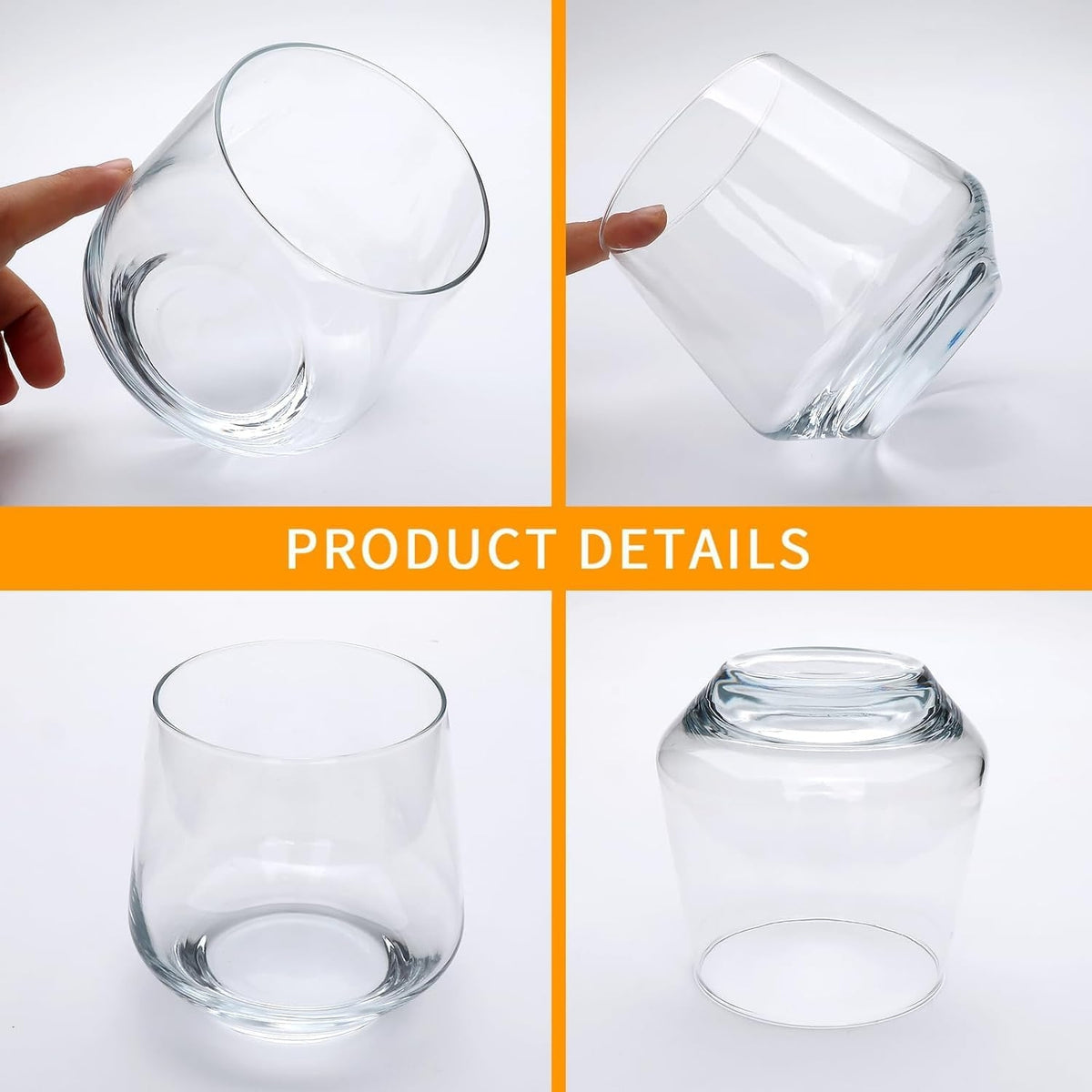 Trinkgläser Set 6x 410ml Kristallglas für Wasser und Drinks Stabil und Elegantes Design Spülmaschinenfest Verstärkter Rand longdrinkgläser